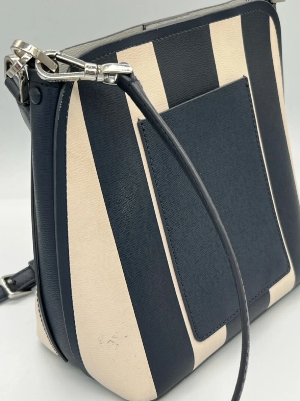 Kate Spade NY navy blue & Cream Stripe Crossbody Bag